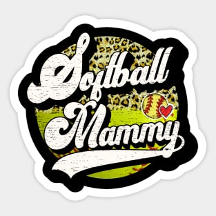 Softball Mammy Vintage Leopard Softball Family Matching Sticker